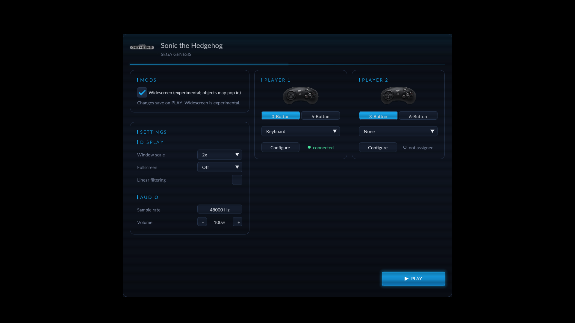 RGen launcher with widescreen mod options