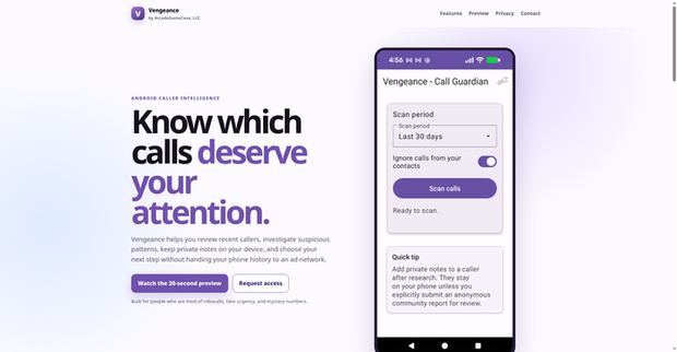 Vengeance Call Guardian homepage